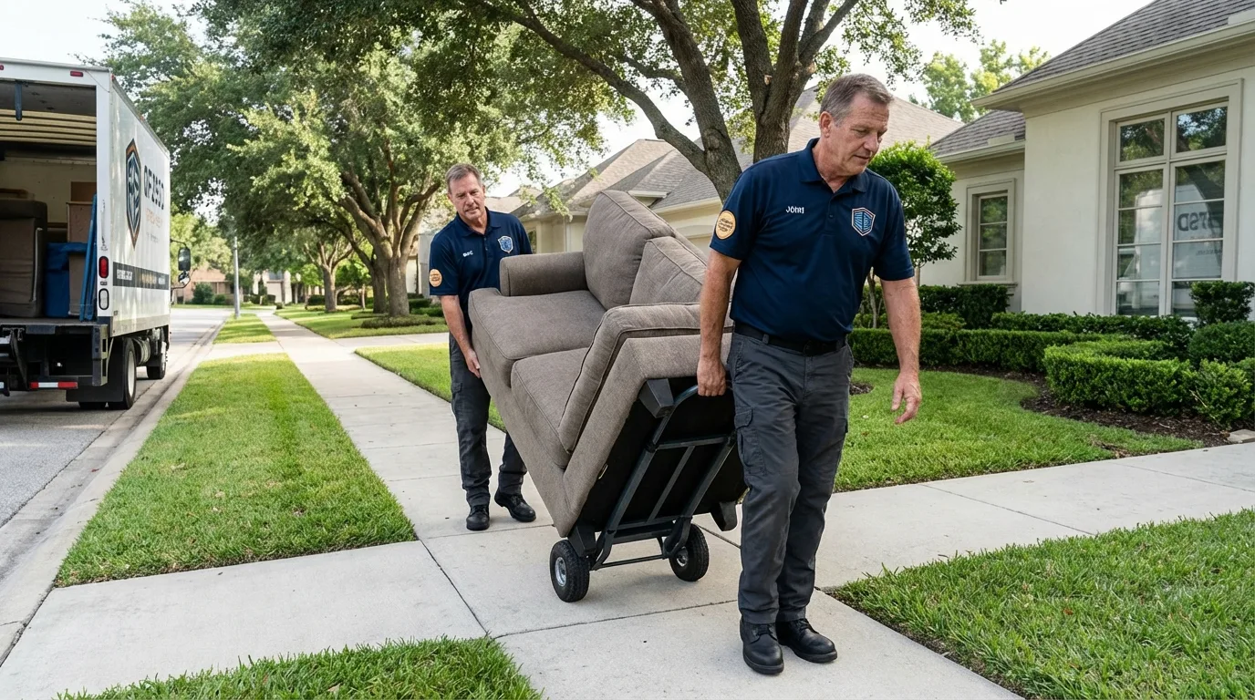 Local residential moving crew loading furniture in Ossian, IN